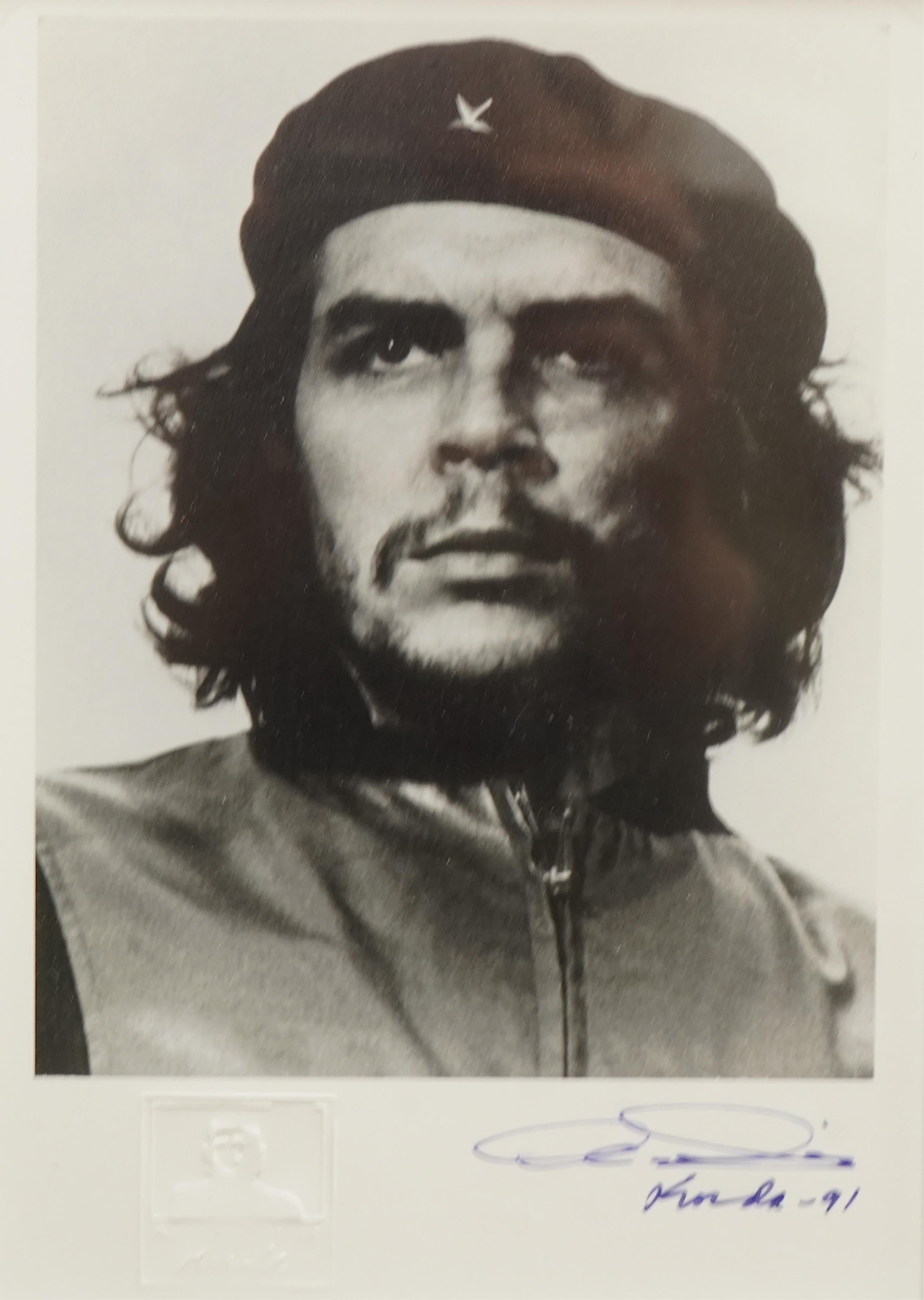 After Alberto Korda (1928-2001), ‘Guerrillero Heroico’, Portrait of Che Guevara, stamped, facsimile signature and date ‘91, Warwick Leadlay Gallery label verso, gelatin silver print, 19 x 13cm